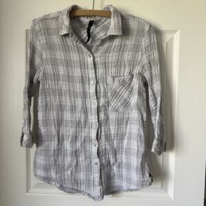 Seven For All Mankind‎ 100% Cotton Button Up Women’s M Gray Plaid